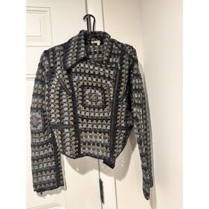 Christopher Kane Women's Crochet Cashmere Biker Jacket Moto Gray M Only 50 Made!